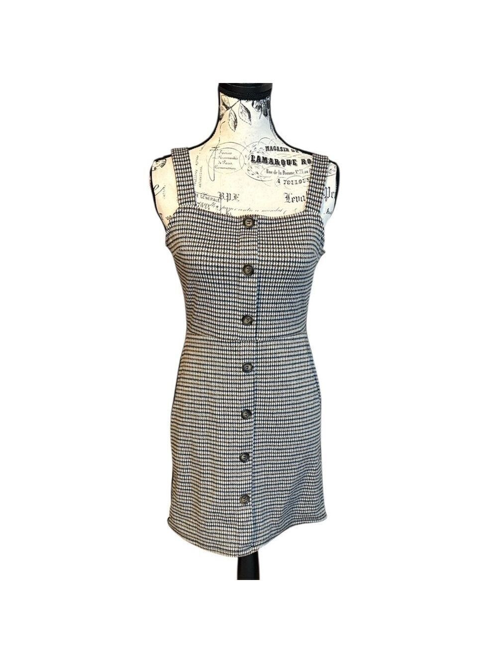 Originality Houndstooth Checked Dress Sleeveless Button Down Size XS Brown Multi